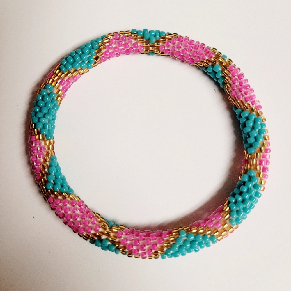 Lotus Sky, Aid Through Trade, Sashka Co Roll On Beaded Bracelet